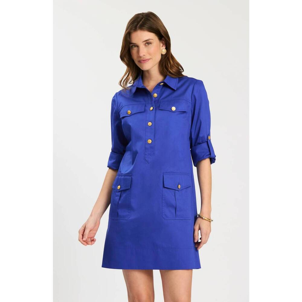 NEW TYLER BOE rory three quarter sleeve dress in bluing